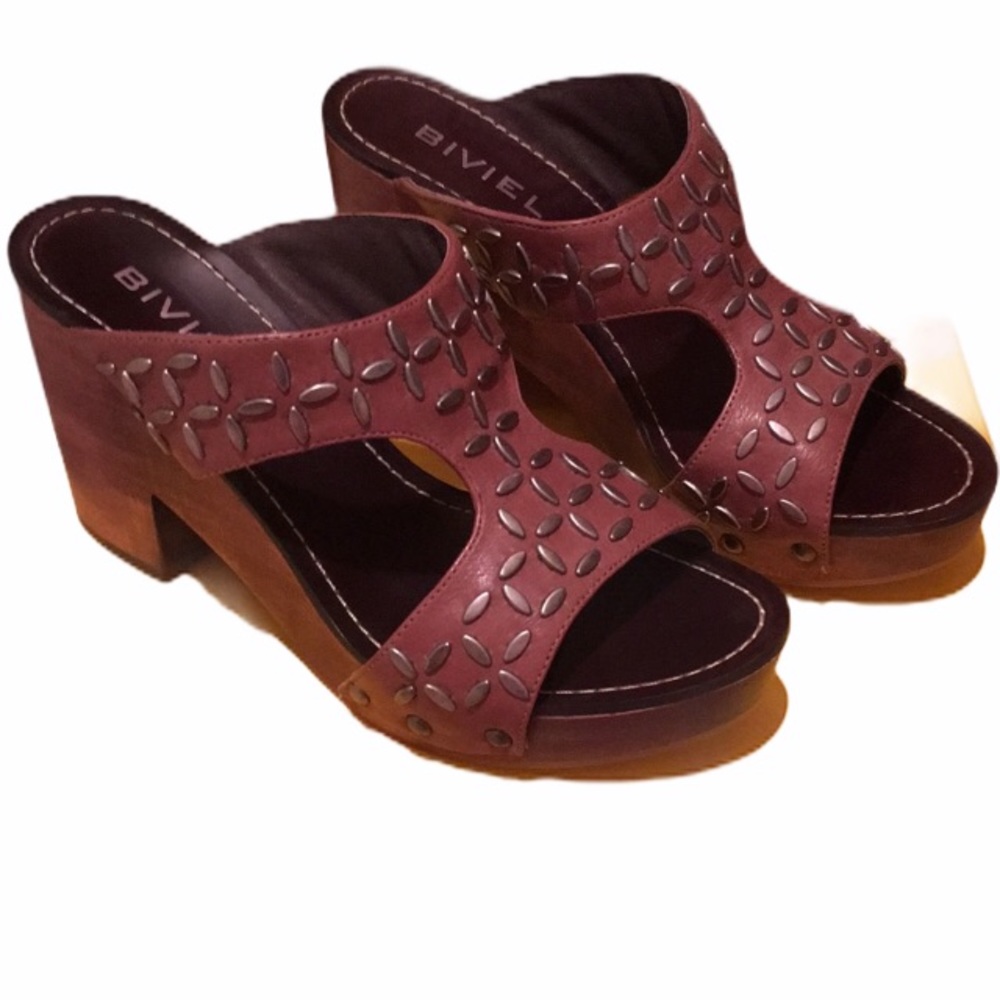 NIB BIVIEL CHOCOLATE 36 6 SHOES SANDALS CUTE HEELS